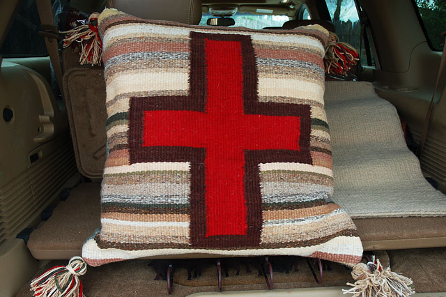 Handwoven "Cross Pillow" by Tina B. Woolley: click to enlarge