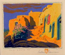 &quot;Old Santa Fe&quot; Gustave Baumann Tapestry by Tina B. Woolley