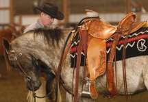 A customer and his horse with one of our Branded Saddle Blankets