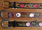 Tooled Rose Leather Belts by Rockmount