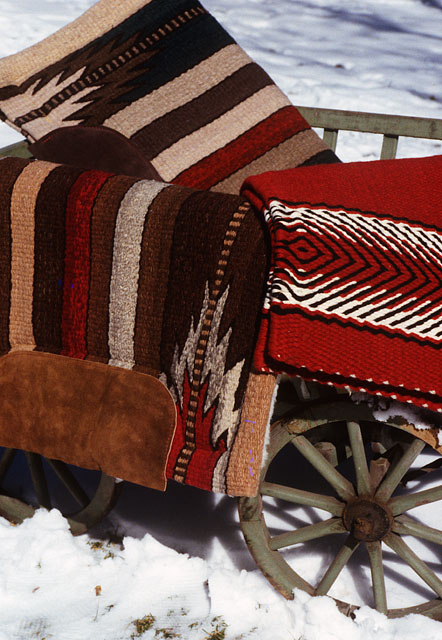 saddleblankets woven by Christina Bergh Woolley at the Brown Cow Saddle Blanket Company Studio.