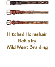 Handmade hitched horsehair belts by Wild West Braiding