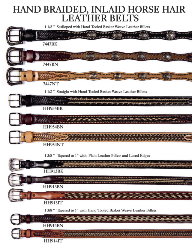 Leather Belt with Braided Horsehair inlay patterns by Wild West Braiding